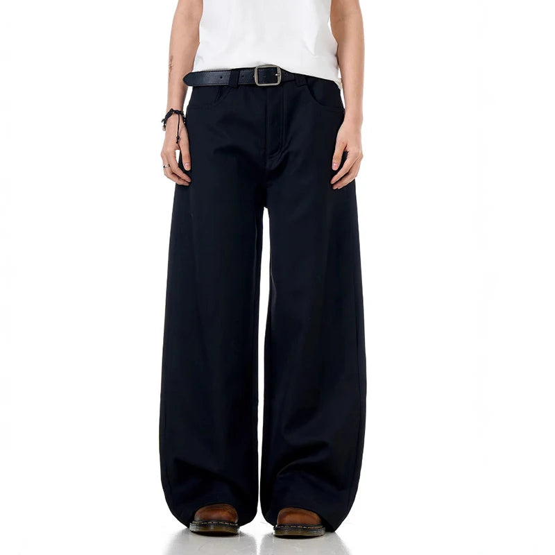 American High Street Men's Casual Pants Loose New Summer Washed Worn-out Straight Wide Leg Stylish Male Bottoms 9W1952