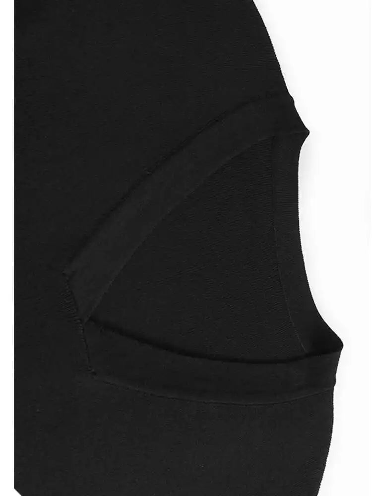 Women Black Knitting Pattern Printed Big Size Midi Dress New V-Neck Long Sleeve Fashion Tide Spring Autumn 2025 1DH7690