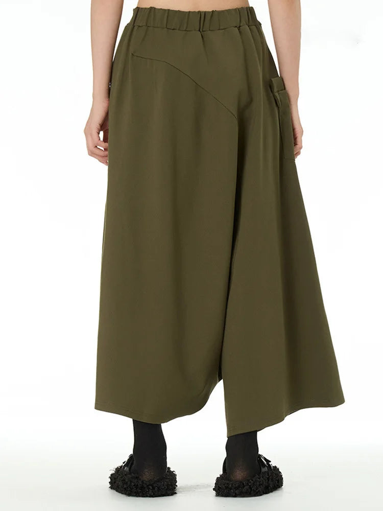 High Elastic Waist Army Green Brief Big Size Cross Pants New Trousers Women Fashion Tide Spring Autumn 2025 1DJ0040