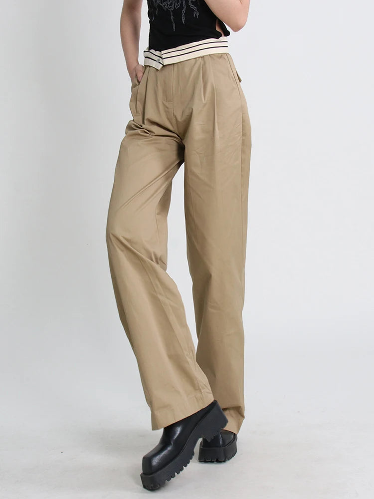 Casual Wide Leg Pants For Women High Waist Loose Solid Minimalsit Korean Fashion Trousers Female Clothing