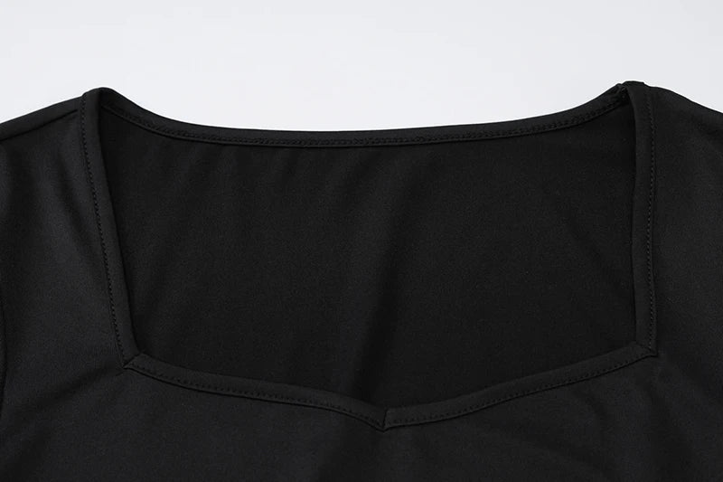 Flare Sleeve Sexy Bodycon Elegant Long Sleeve Maxi Dress Women High Waist Square Collar Evening Dress Female Clothes