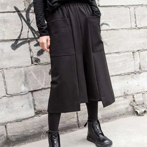 Load image into Gallery viewer, High Elastic Waist Black Pockets Iregular Pants New Loose Fit Trousers Women Fashion Tide Spring Autumn 2025 1DF4638
