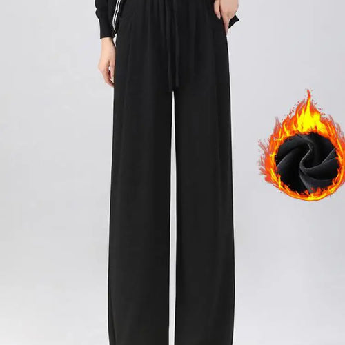 Load image into Gallery viewer, Winter Women Solid Velvet High Waist Drawstring Pant Korean Fashion Versatile Wide Leg Trousers Casual Thick New 2024 Trend Chic
