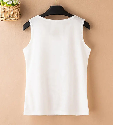 Women Tank Tops Crop Vest Solid Korean Elegant Female Sleeveless Tanks White Black Summer Women Tops Tees 2023