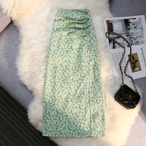 Load image into Gallery viewer, Sexy Print Split Skirt Womens Summer 2023 A-line High Waist Slim Midi  Skirts Female Retro Elegant Wrap Hip Skirt Fashion
