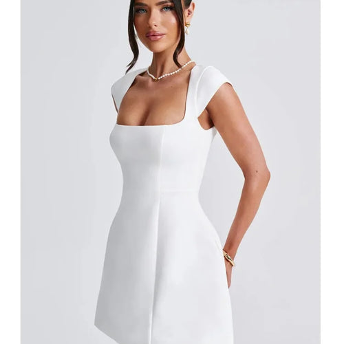Load image into Gallery viewer, Elegant Sleeveless Square Collar Zipper Tight Skirt Sexy Bodycon Party Evening Dress Summer New 2024 Female Slim Vestido
