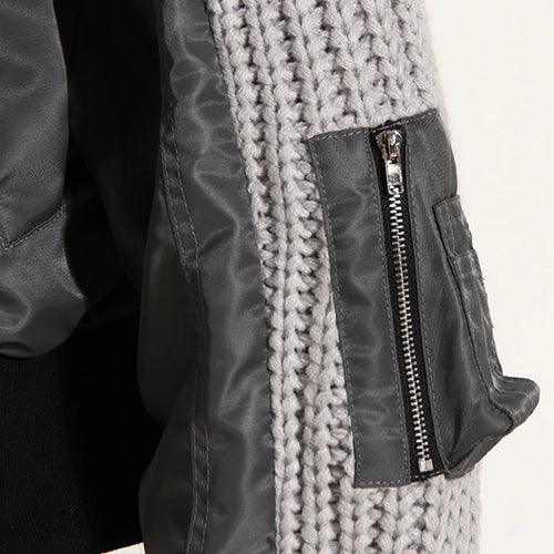 Load image into Gallery viewer, Loose Fit Graycolor-block Sweater Big Size Jacket New Lapel Long Sleeve Women Coat Fashion Tide Spring Autumn 2025 1DH2826
