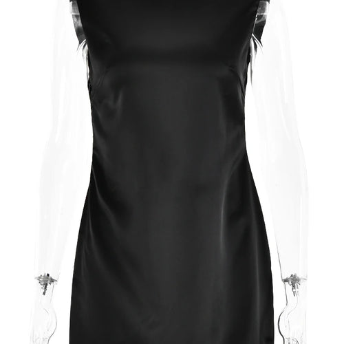 Load image into Gallery viewer, Fashion Sleeveless Satin Dress For Women Bodycon Open Back Bow Short Skirt Sexy Female Party Club Evening Dress Vestidos
