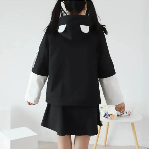 Load image into Gallery viewer, Panda Print Kawaii Women Hooded Quilted Coats Winter Long Sleeve Pocket Sweet Ladies Harajuku Cotton Liner Jackets Outwears
