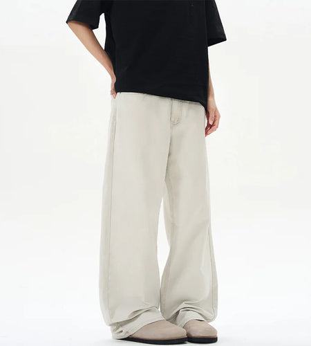 Fashion Men's Wear Simple Wide Leg Male Trousers Spring Summer Men Bottoms 2025 Loose Fit Washed American 9W1318