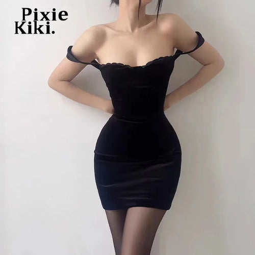 Load image into Gallery viewer, Black Red Velvet Sexy Dressses Women Birthday Party Square Neck Backless Mini Dress Clubwear Robe Femmes P71-BD18
