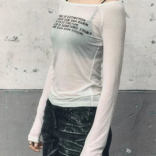 Load image into Gallery viewer, Y2k Aesthetic Vintage Letter Print Tshirts Women Harajuku Gothic Punk Basic T-shirt 2025 Streetwear Slim Bottoming Tees Femme
