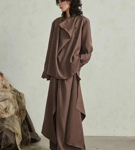 Big Size T-shirt Wide Leg Pants Two Piece Suit New Turtleneck Long Sleeve Women Fashion Tide Spring Autumn 2025 1DH4984