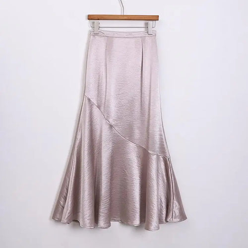 Load image into Gallery viewer, Spring Summer Black White High Waist Ruffles Pleated Skirt Women Clothes French Vintage Purple Elegant Vacation Party Long Skirt
