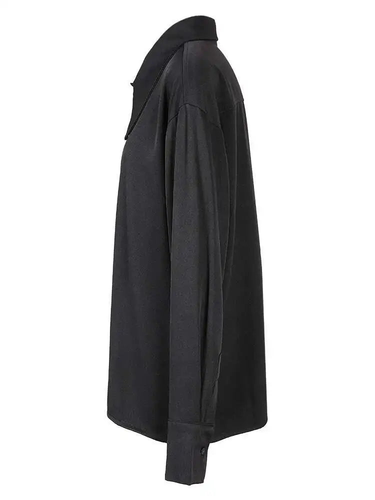 Women White Irregular Big Size Casual Blouse New Lapel Long Sleeve Loose Fit Shirt Fashion Tide Spring Autumn 2025 CPG0792