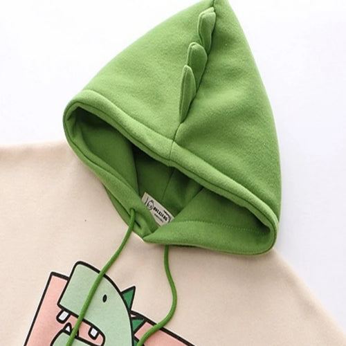 Load image into Gallery viewer, Women Dinosaur Sweatshirts Hooded Warm Fleece Hoodies Pullovers With Horns Harajuku  Girls Teens Green Hoodie
