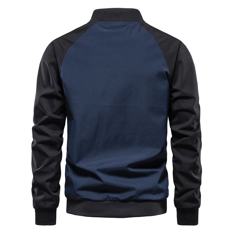 Patchwork Sleeve Jacket Men Casual Basic Stand Collar Mens Bomber Jacket New Autumn Quality Zipper Jacket for Men