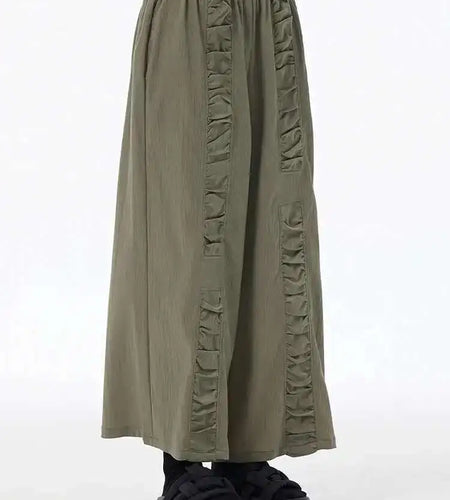 High Elastic Waist Army Green Pleated Long Wide Leg Pants New Trousers Women Fashion Tide Spring Autumn 2025 1DH6677