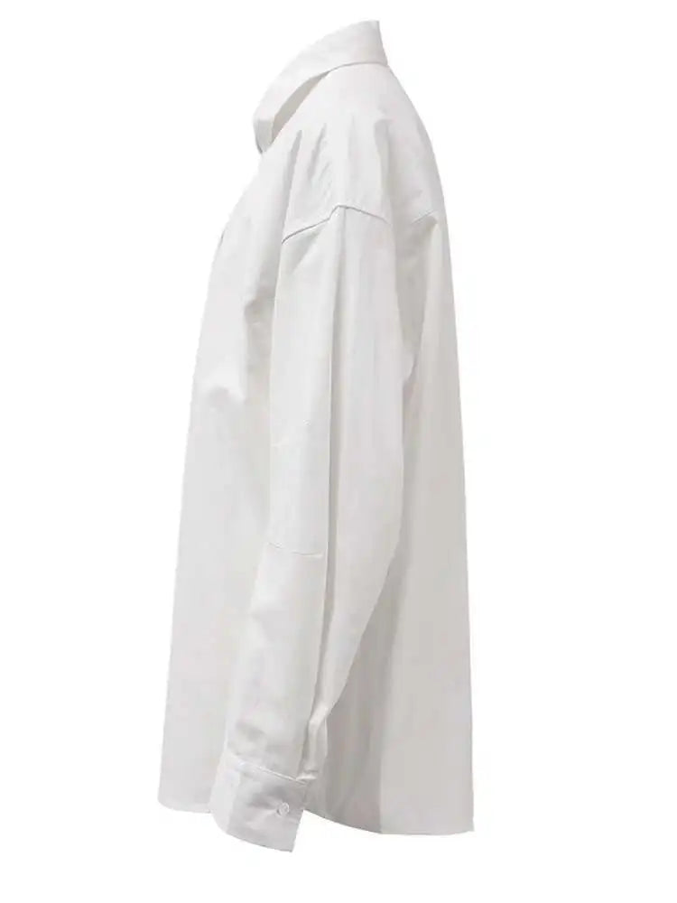 Women Blue Button Shaped Big Size Casual Blouse New Lapel Long Sleeve Shirt Fashion Tide Spring Autumn 2025 CPG1455