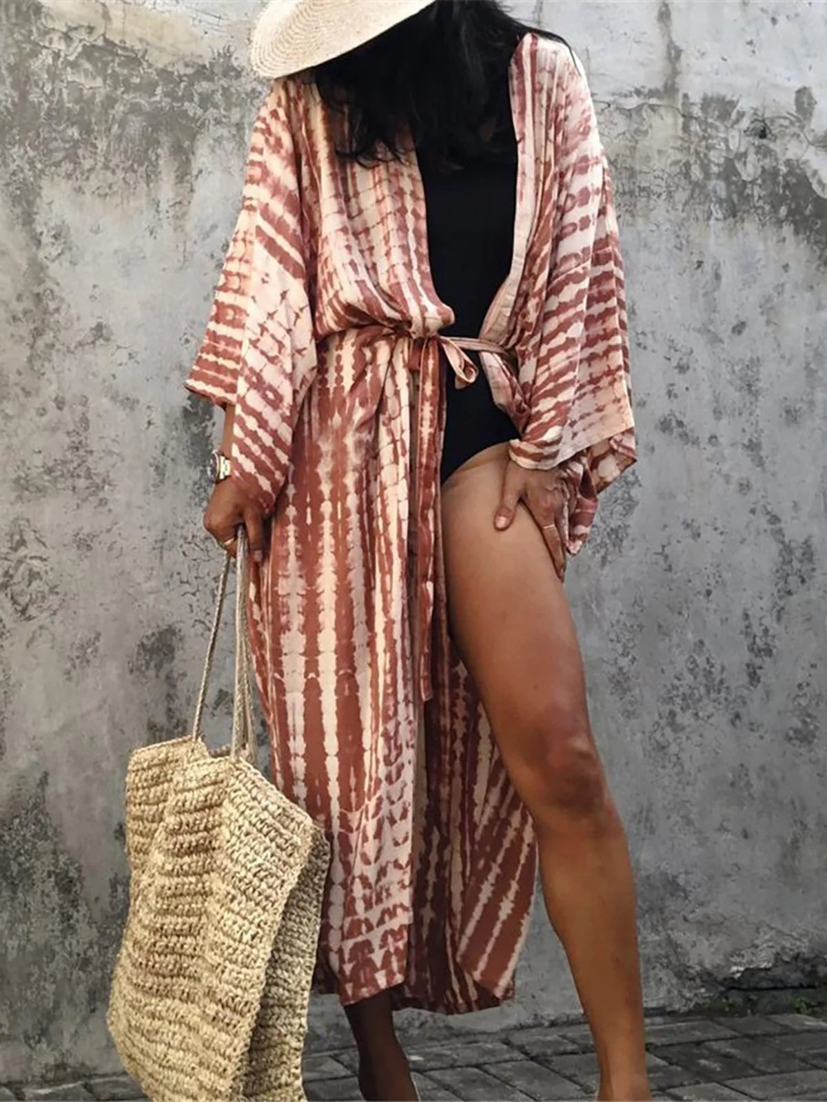 11 Colors Printed Long Sleeve With Belt Tunic Beach Cover Up Cover-ups Beach Dress Beach Wear Beachwear Female Women V4521