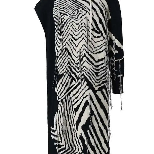 Load image into Gallery viewer, Women  Knitting Striped Tassels Big Size Dress New Round Neck Long Sleeve Loose Fit Fashion Tide Spring Autumn 2025 SG592
