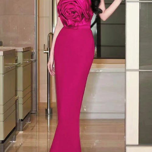 Load image into Gallery viewer, Hit Color Slimming Spliced Appliques Dresses For Women Strapless Sleeveless High Waist Temperament Dress Female New
