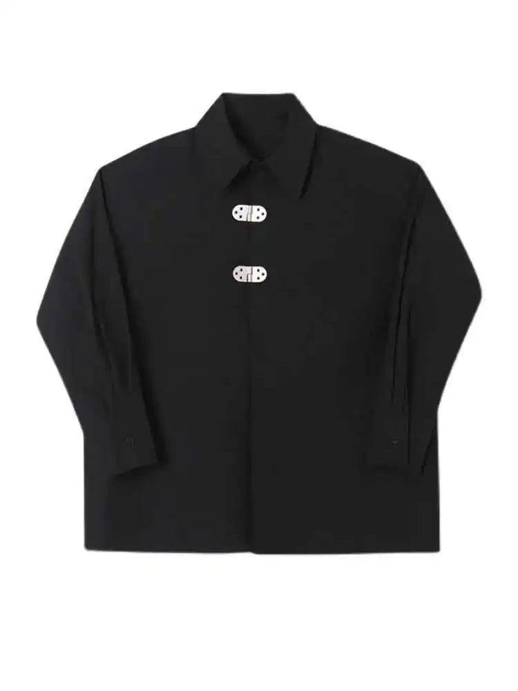 Women White Shaped Big Size Casual Blouse New Lapel Long Sleeve Loose Fit Shirt Fashion Tide Spring Autumn 2025 1DF1136