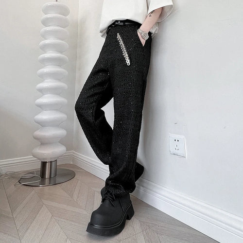 Load image into Gallery viewer, Sequined Casual Pants Zipper Head Decoration Slim-fit Nine-point Pants Men&#39;s Clothing Autumn Men Clothing Trend 9C1791
