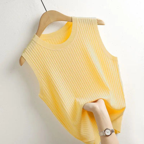 Load image into Gallery viewer, Camisole Summer Cropped Knit Slim Sleeveless Tops Female Fashion 2024 Chic Lady Crop Top Solid Tank Tops Femme
