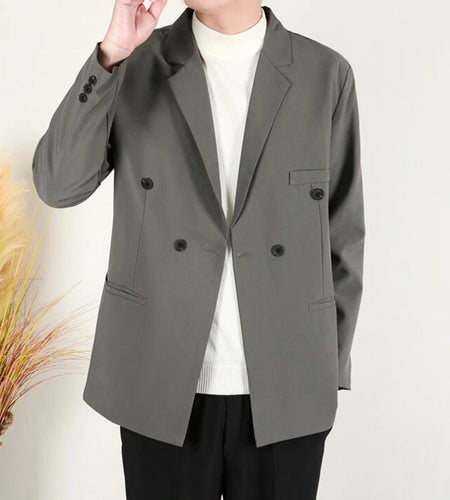 Business Casual Men's Suit Jackets Double Breasted Korean Style Menswear Loose Solid Color New Male Blazers Spring 9W1227