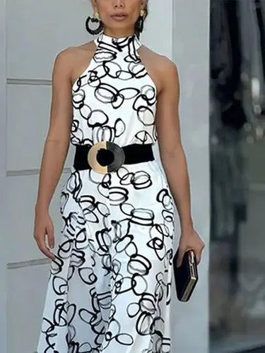 Urban Elegance One Piece Jumpsuit for Woman 2025 Summer Sleeveless Elastic Waistband Long Pant Business Casual Rompers