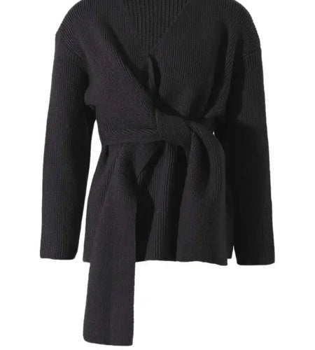 Gray Irregular Bandage Elegant Sweater Round Neck Long Sleeve Women Pullovers New Fashion Tide Autumn Winter 2025 2R4635