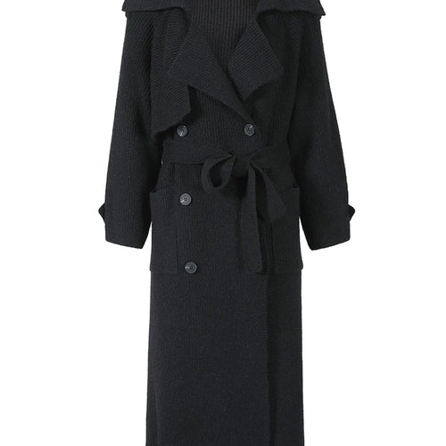 Load image into Gallery viewer, Gray Belted Pocket Big Size Knitting Cardigan Sweater V-Neck Long Sleeve Women New Fashion Spring Autumn 2025 17A2005H02
