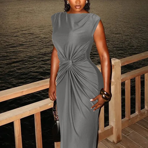 Load image into Gallery viewer, Elegant Sleeveless Round Neck Long Dress For Women Spring Summer 2025 New Temperament Slim Party Club Evening Dress
