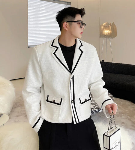 Men Jacket New Korean Turn-down Collar Design Patchwork Handsome Single Breasted Stylish Male Clothing Mulit Pockets 9W1582