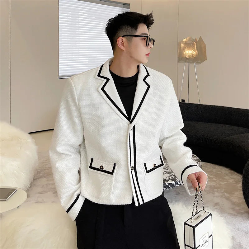 Men Jacket New Korean Turn-down Collar Design Patchwork Handsome Single Breasted Stylish Male Clothing Mulit Pockets 9W1582