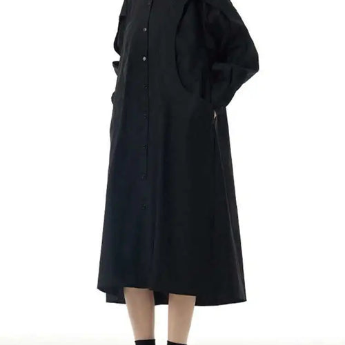 Load image into Gallery viewer, Women Green Rose Red Spliced Big Size Midi Shirt Dress New Lapel Long Sleeve Fashion Tide Spring Autumn 2025 1DH5167
