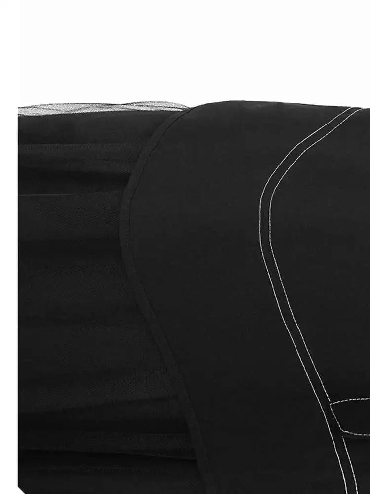 Women Black Topstitched Mesh Big Size Strap Dress New Square Collar Sleeveless Fashion Tide Spring Autumn 2025  1DH6192