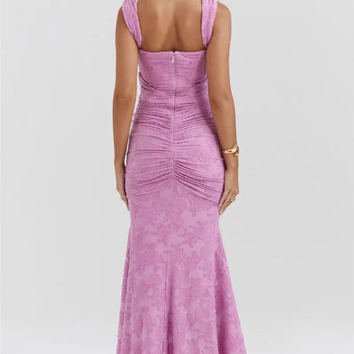 Load image into Gallery viewer, Off-shoulder Backless Sexy Evening Dress For Women Purple Sleeveless Strapless Ruched Bodycon Club Party Dress

