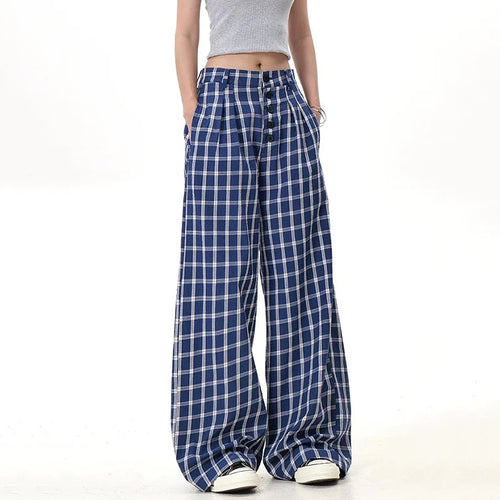 Load image into Gallery viewer, Men's Casual Plaid Pants Loose Fashion Straight Leg Buckle Design Male Wide Leg Trousers Spring Tide Men Clothing 9W1479
