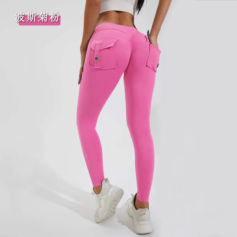 S-XL Nylon Women Scrunch Button Booty Sports Yoga Shorts Cycling Jogging Fitness High Waist Squat Proof Gym Active Leggings