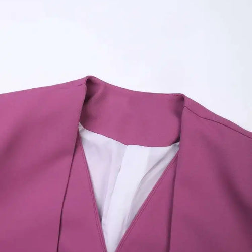 Load image into Gallery viewer, Women Purple Red False Two Big Size Short Blazer New V-neck Long Sleeve Jacket Fashion Tide Spring Autumn 2025 CPG1158
