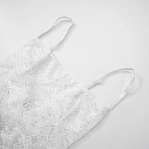 Load image into Gallery viewer, White Lace Sexy Two Piece Sets Woman Halter Top And Long Maxi Skirt Ladies Fashion Sheer Mesh Elegant Matching Sets
