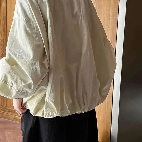 Load image into Gallery viewer, Apricot Pleated Big Size Elegant Jacket New Stand Collar Long Sleeve Women Coat Fashion Tide Spring Autumn 2025 1DH6940
