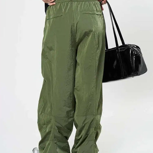 Load image into Gallery viewer, High Elastic Waist Glossy Green Pleated Long Wide Leg Pants New Trousers Women Fashion Tide Spring Autumn 2025 1DH9457
