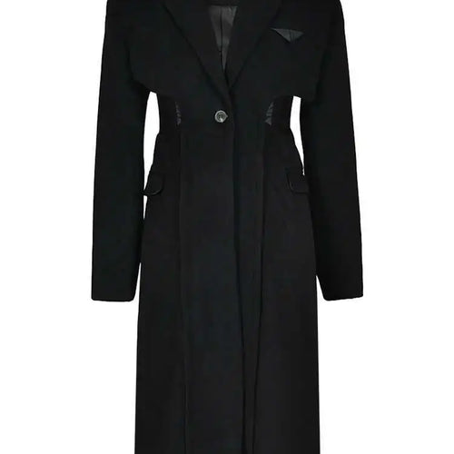 Load image into Gallery viewer, Black Hollow Out Long Elegant Big Size Woolen Coat Parkas New Long Sleeve Women Fashion Tide Autumn Winter 2025 1DF335701
