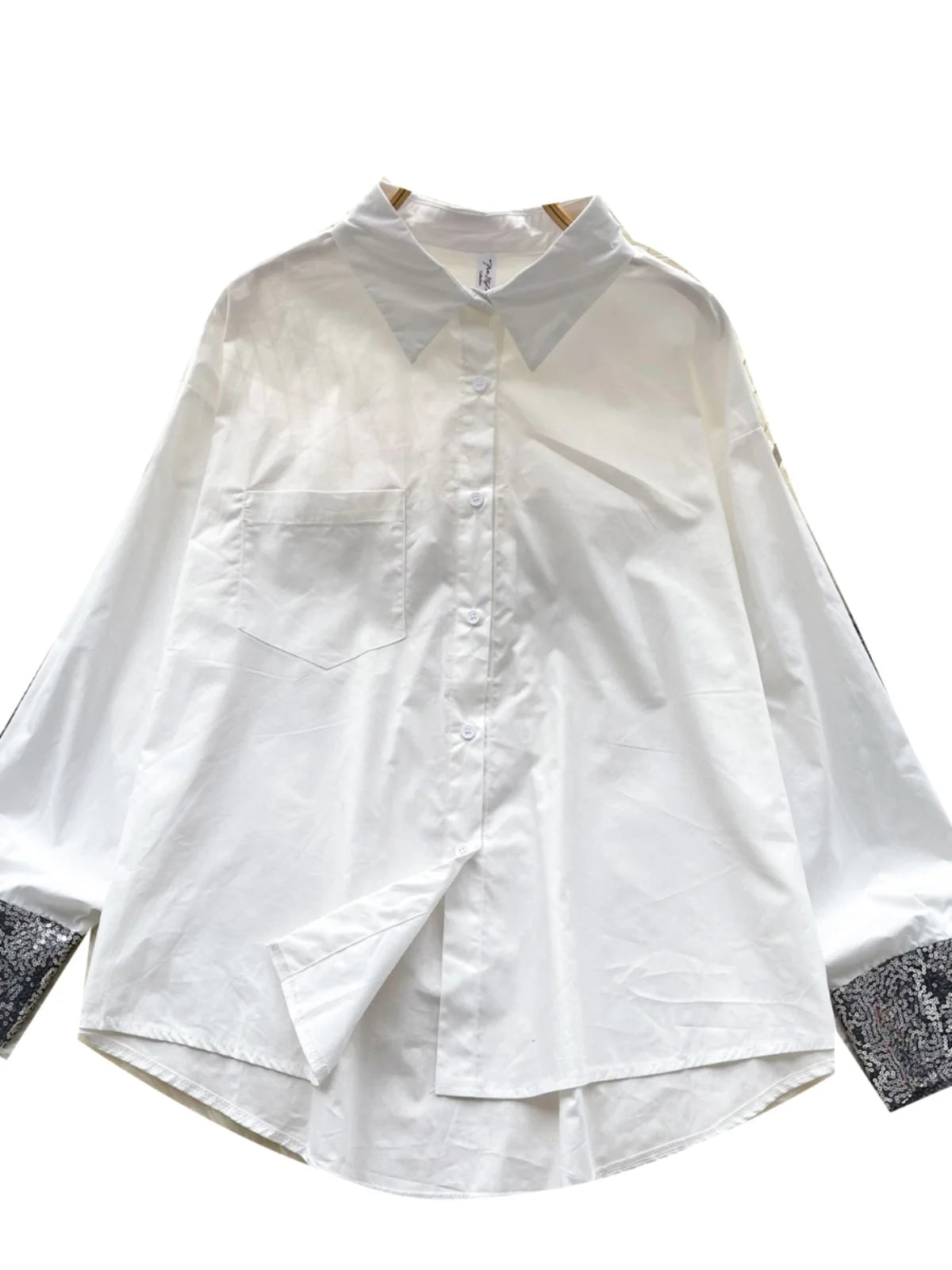 Autumn French Fashion Black White Patchwork Single Breasted Shirt Women Long Sleeves Tops Versatile Blouse Trendy Casual Popular