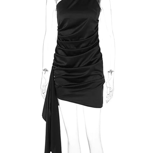 Load image into Gallery viewer, Elegant Sleeveless Satin 2024 Summer Dress Women New One Shoulder Slim Sexy Ribbon Wrapped Hip Party Club Evening Dress
