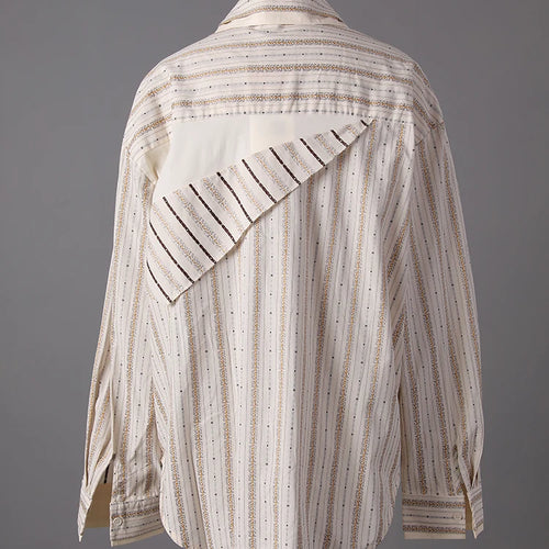 Load image into Gallery viewer, Women  Apricot Striped Irregular Big Size Blouse New Lapel Long Sleeve Shirt Fashion Tide Spring Autumn 2025 CPG3305
