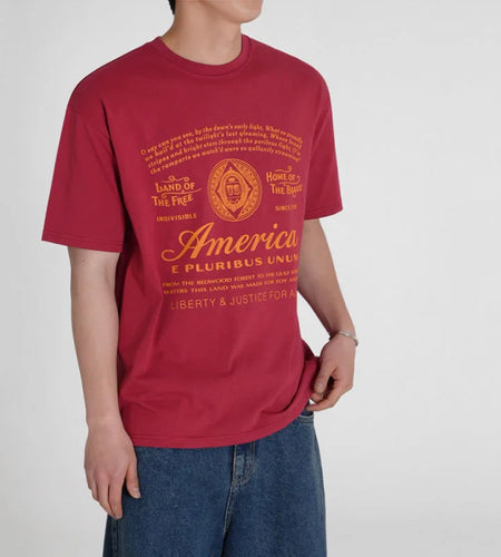 Letter Printed Men's Short Sleeve T-shirts New Summer Round Neck Design Loose Handsome Trendy T-shirt Male Top 9W1630